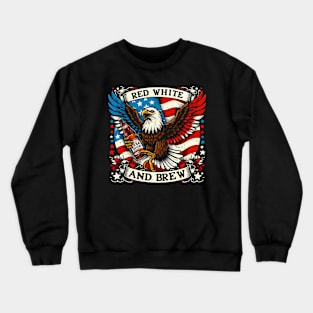 Fourth of July - American Flag  - Bald Eagle Beer Crewneck Sweatshirt